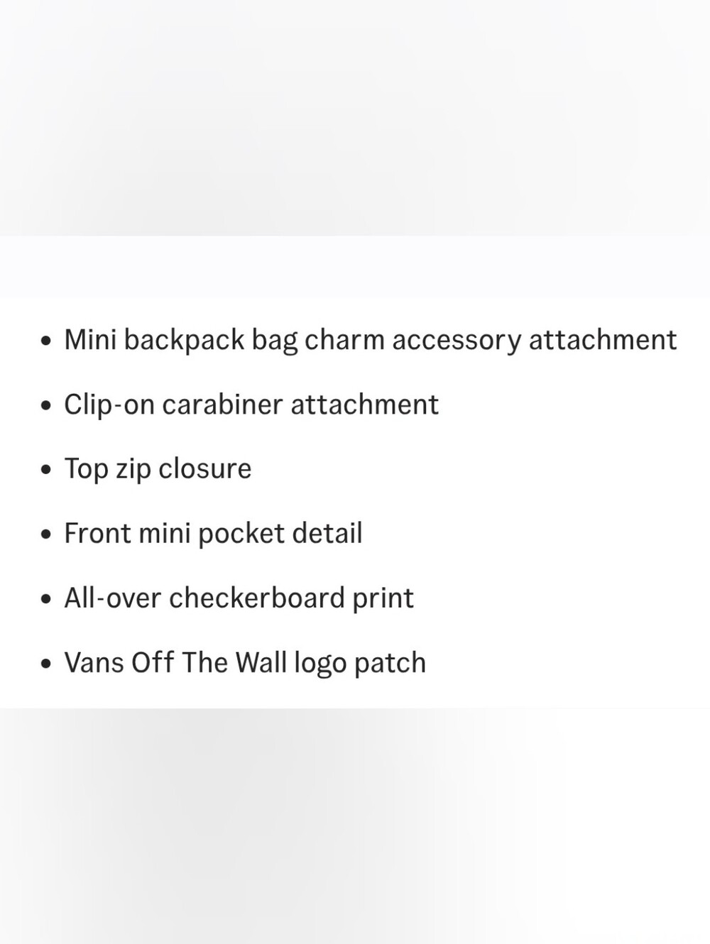 Vans Black & White Checker Mini Backpack Keycharm - Picture 16 of 16